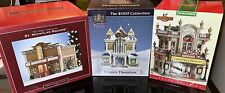 LOT of 3 Christmas Holiday Village Movie Theater Lighted Buildings READ Descript picture