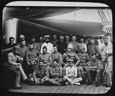 Magic Lantern Slide BRITISH OFFICERS C1885 PHOTO WILLOUGHBY WALLACE HOOPER BURMA picture
