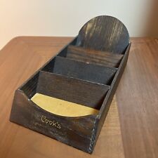 Vintage Advertising Cook's Leather Goods Wooden Lined Desk Letter Organizer picture