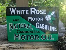 VINTAGE WHITE ROSE MOTOR OIL PORCELAIN METAL GAS STATION SIGN 12