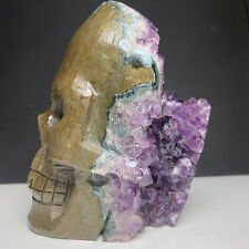 1000g Natural Crystal Amethyst Cluster,Specimen Stone,Hand-Carved Skull.Gift. picture