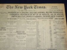 1920 NOVEMBER 4 NEW YORK TIMES - HARDING BY 6,2000,000 - NT 8444 picture