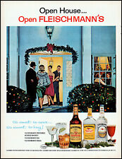 1963 Holiday open house Fleischmann's whiskey vodka gin retro art print ad LA7 picture