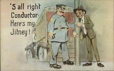 Police Officer Cop Drunk Man Paddy Wagon c1915 Postcard picture