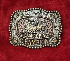 CHAMPION TROPHY BUCKLE PROFESSIONAL RODEO TEAM ROPING☆CALIFORNIA☆2022☆RARE☆216 picture
