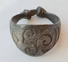 ANCIENT SCANDINAVIAN VIKING SILVER CROSS ANTIQUE ARTIFACT RING 9TH- 11TH CENTURY picture