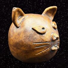 Vintage Studio Art Pottery Cat Head Bust Signed Bellamy Primitive 3.5T 4W picture