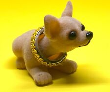 Vintage Small Chihuahua Dog Flocked Nodder Bobble Head Watch Video picture