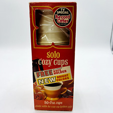 New Sealed Vintage White Solo Cozy Cup Refills Box 50 7 Oz and Cup Holder Retro picture