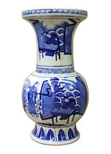 Chinese Blue White Porcelain People Theme Round Shape Vase cs3018 picture