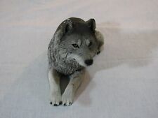 Vtg Sandra Brue Sandicast Laying Wolf Figurine, Signed picture