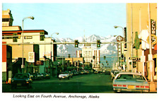 AK, Anchorage, Alaska, Fourth Avenue, Advertising Postcard 60s Cars, 4 Queens + picture