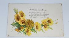 postcard Birthday Greetings Stetcher Litho 441 C - daisies with glitter picture