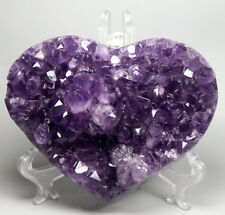 Natural URUGUAYAN AMETHYST GEODE CLUSTERS HEART CRYSTAL Specimen / Acrylic Stand picture