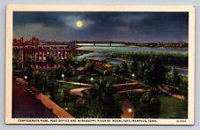 Confederate Park & Mississippi River Memphis Tennessee Vintage Unposted Postcard picture