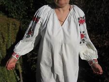 Handmade old vintage antique embroidery folk peasant Ukrainian ethno dressshirt picture