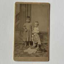 Antique CDV Photograph Adorable Little Boy Brothers Doll Odd Carmichaels PA picture