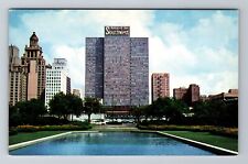 Houston TX-Texas, Skyline View, Bank, Antique, Vintage Postcard picture