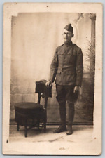 RPPC Postcard~ WW1 Eras Soldier~ Studio Portrait picture