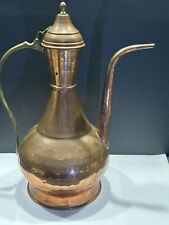 Turkish Teapot 12” Tall - Hammered Copper w Brass - Decor Only - Irvine Design picture