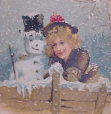 1900s Snowman Child Signed Weber Antique Vintage Christmas Postcard German picture
