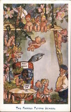 Fantasy The Fairies Flying School J. Salmon Ltd. Antique Postcard Vintage picture