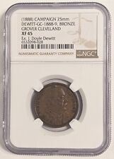 RARE 1888 Bronze GROVER CLEVELAND See Dot Oder XF45 NGC GC-1888-9 Campaign Medal picture