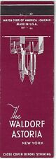 The Waldorf Astoria NYC NY  FS Empty Matchbook Cover 450 Puce picture