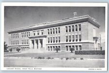 Great Falls Montana Postcard Largent School Building Exterior View c1940 Vintage picture