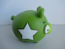 2012 Rovio Angry Birds Plastic White Star Green Piggy Coin Bank picture