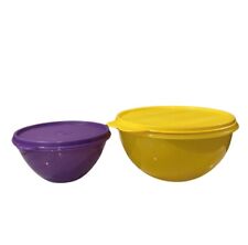 Tupperware Wonderlier Bowls Set Of 2 Yellow 6 Cups & Glitter Purple 2.25c +Lids picture