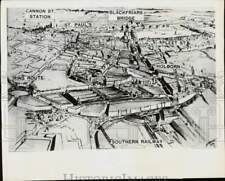 1944 Press Photo Drawing of proposed plan for rebuilding City of London, WWII picture
