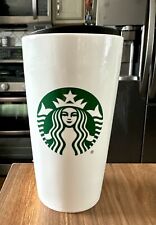 Starbucks Ceramic White Green Siren Logo Travel Tumbler Mug Cup 12 Oz NWOT picture