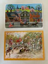 Set of 2-1970's Famous Artists Studios Post Cards~Folk Art Scene & Liberty Pole picture