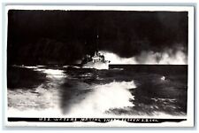 San Diego California CA Postcard RPPC Photo USS Waters Making Smoke Screen 1919 picture