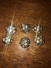 Vintage Mid Century Rhinestone Buttons Sparkle Silvertone Metal Shank Lot Of 6 picture