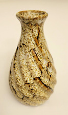 Vintage 40s Mottled Lava Glaze Brown Speckle Ceramic Small Bud Vase Collectible picture