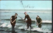 Postcard 1909 Women Wringing Out Bathing Suits At Beach Double Cancel picture