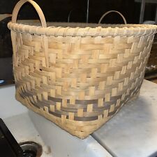 Native American Split Wood Basket w/ Handles Graduating Gray MASSIVE new 18x10 picture