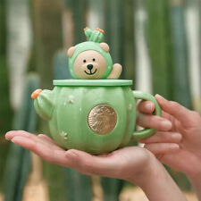 New Starbucks China 2024 Summer Succulent Cute Bear Green Cactus 12oz Mug Cup picture