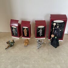 Vintage Lot of 4 Keepsake Hallmark Wizard of Oz Ornaments 1994-98 Witch Lion Tin picture