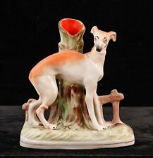 Antique c1850-1880 Staffordshire Italian Greyhound Spill Vase Figurine Statue picture