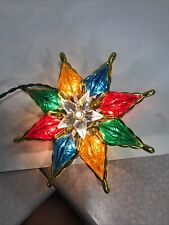 Vintage Multi-Colored Lights Star Tree Topper Christmas Double Sided Plastic 8” picture