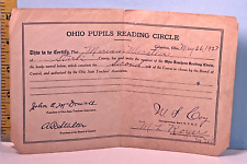 1927 Columbus Ohio Pupils Reading Circle 2nd Grade Teachers Certificate picture