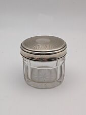 Antique Silver Lid Victorian Or Art Deco Glass Vanity Dresser Jar  picture