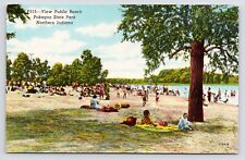 c1950s~Pokagon State Park~Lake James~Beach Bathers~Northern Indiana~VTG Postcard picture