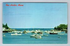 New Harbor ME-Maine, Boats at Anchor Back Cove, Antique Vintage Postcard picture
