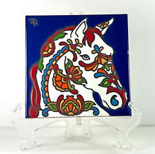 Earthtones Art Tile Trivet Hand N Hand Designs Paisley Horse Glazed 6x6 C558 picture
