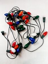 Vintage C9 Christmas String Lights 25 Light Set Green Wire TESTED Lot 