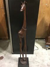 66” Wooden Giraffe, Hand Carved 1 Antler  but Still Amazing Piece of Art picture